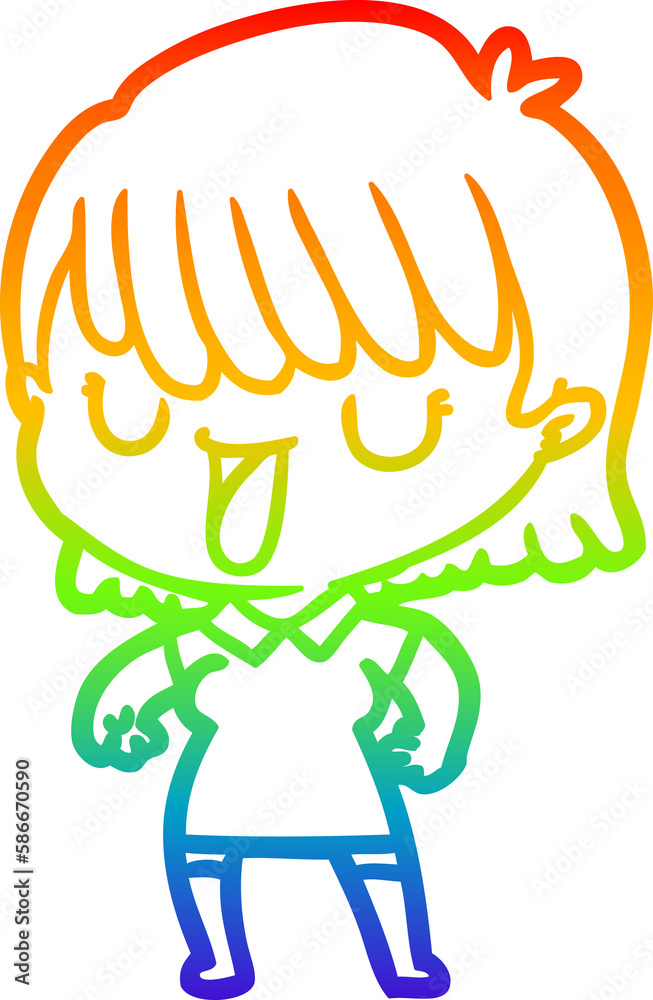 rainbow gradient line drawing cartoon woman rainbow gradient line drawing cartoon woman