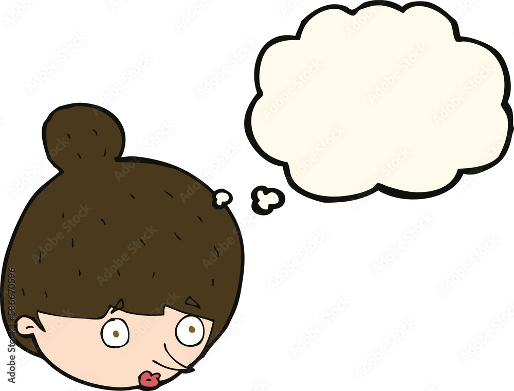 cartoon surprised woman's face with thought bubble cartoon surprised woman's face with thought bubble