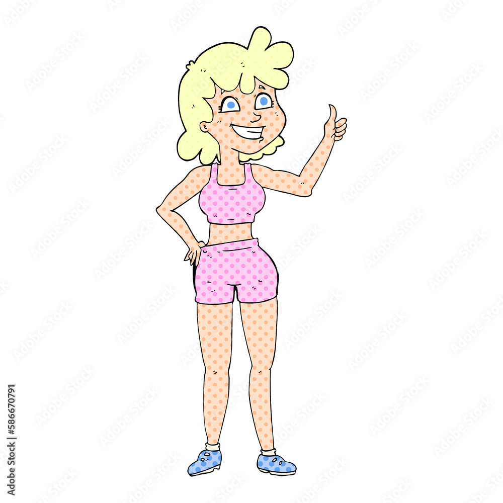 happy gym woman giving thumbs up symbol happy gym woman giving thumbs up symbol