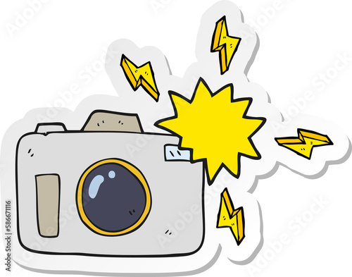 Fotografi sticker of a cartoon flashing camera