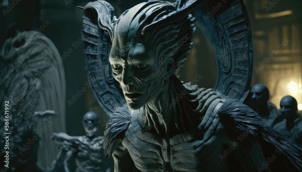 Fototapeta premium Alien Face, Planet, Science Fiction, Exploration, Generative Ai