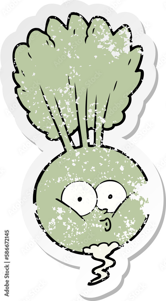 Naklejka premium distressed sticker of a cartoon vegetable