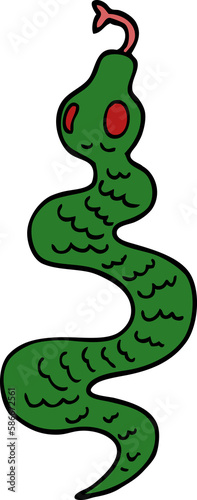 cartoon doodle green snake