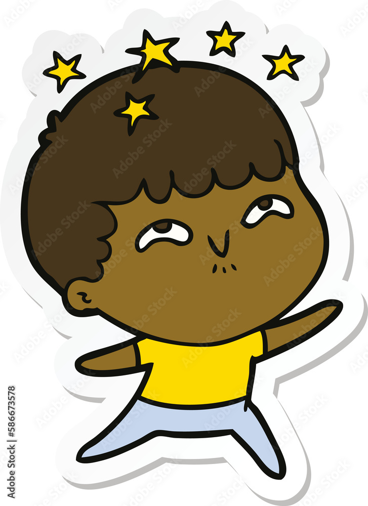 sticker of a cartoon amazed boy sticker of a cartoon amazed boy