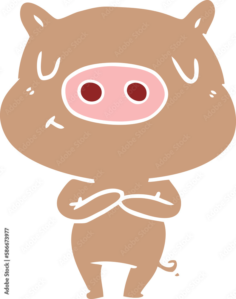 flat color style cartoon content pig flat color style cartoon content pig