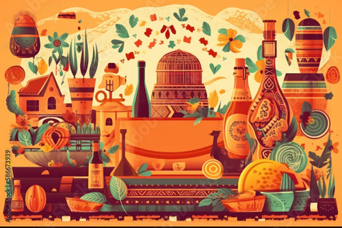 Cinco de mayo poster design with traditional mexican elements  generative ai