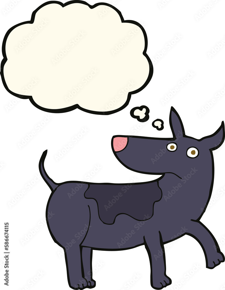 funny cartoon dog with thought bubble funny cartoon dog with thought bubble