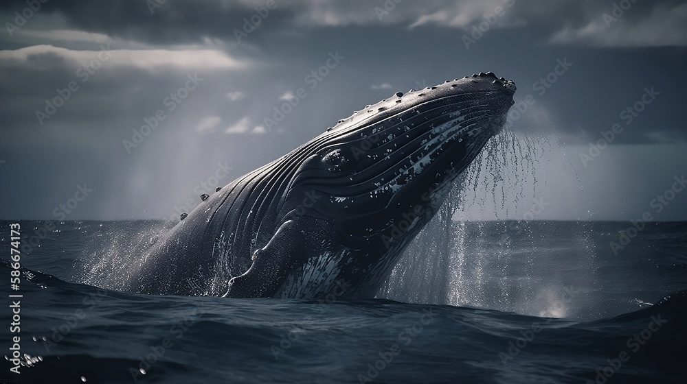 humpback whale breaching out of the water Stock Illustration | Adobe Stock
