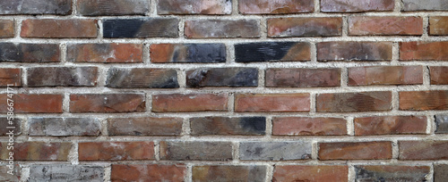 Building facade wall made of bricks vintage exterior background