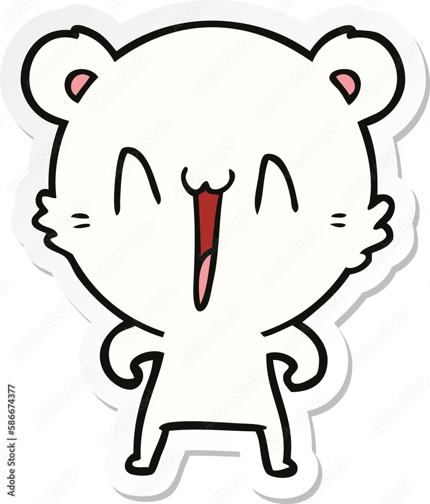 Obraz premium sticker of a happy polar bear cartoon