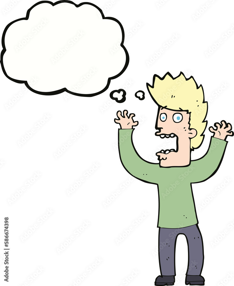 cartoon terrified man with thought bubble cartoon terrified man with thought bubble