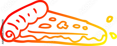 warm gradient line drawing cartoon pizza slice © lineartestpilot