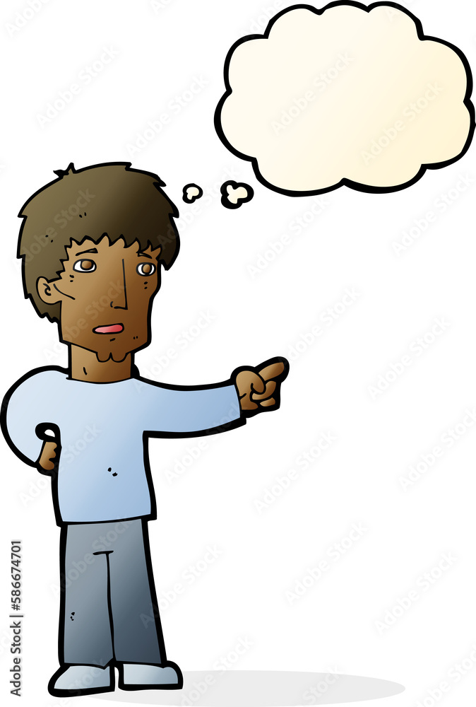 cartoon pointing man with thought bubble cartoon pointing man with thought bubble