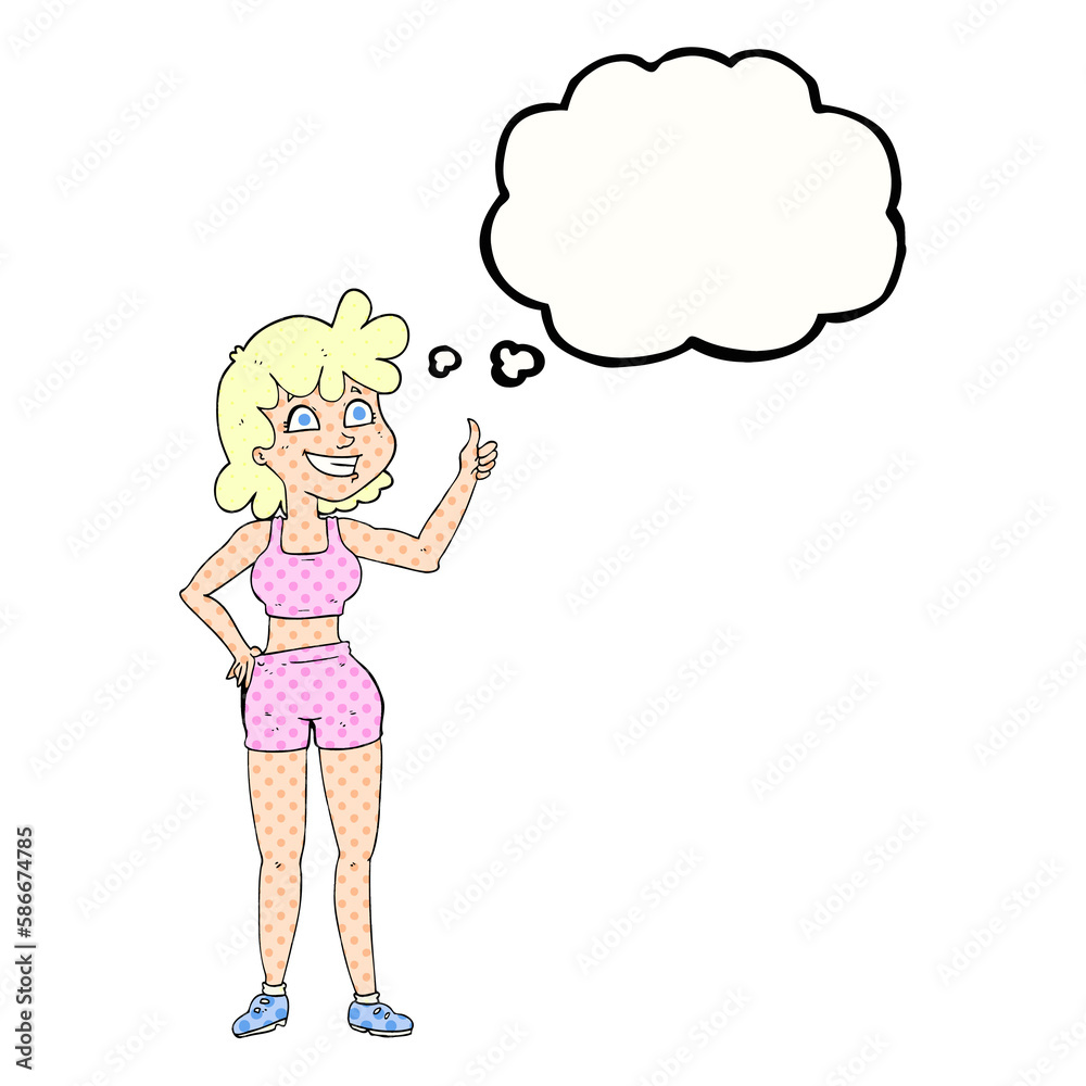 happy gym woman giving thumbs up symbol happy gym woman giving thumbs up symbol