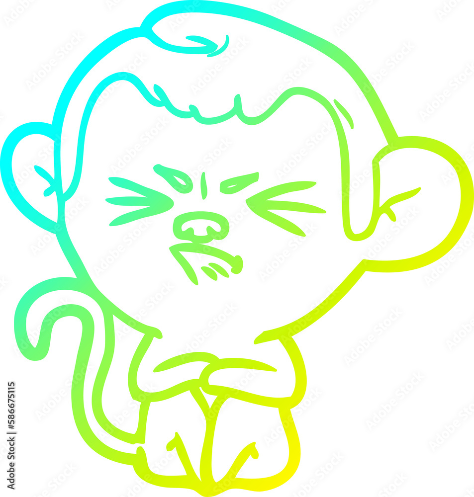 cold gradient line drawing cartoon annoyed monkey cold gradient line drawing cartoon annoyed monkey