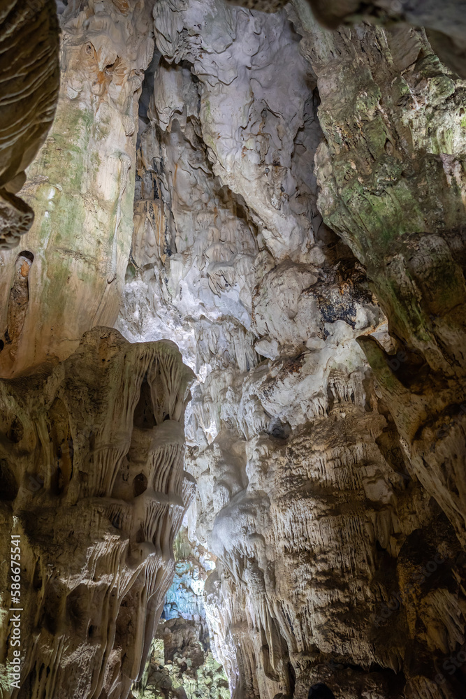 view of Thien Cung Cave, Halong Bay, Vietnam.