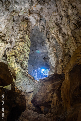 view of Thien Cung Cave, Halong Bay, Vietnam. © CravenA