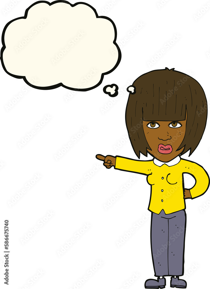 cartoon pointing annoyed woman with thought bubble cartoon pointing annoyed woman with thought bubble