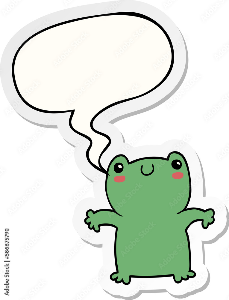 cartoon frog and speech bubble sticker cartoon frog and speech bubble sticker