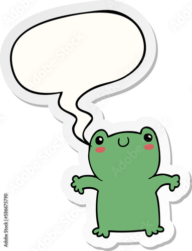 cartoon frog and speech bubble sticker