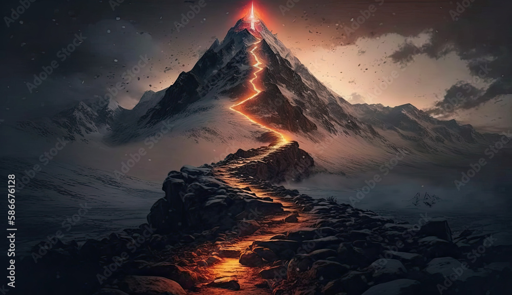 Discover the Illuminated Path to Conquer the Mountain Created Using Generative Ai