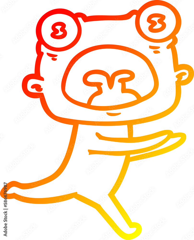 warm gradient line drawing cartoon weird alien running away warm gradient line drawing cartoon weird alien running away