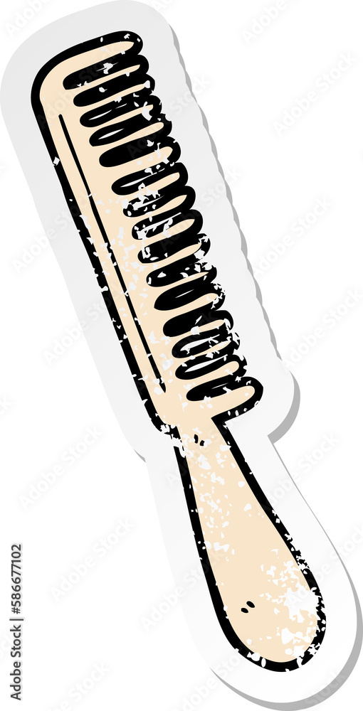 distressed sticker of a cartoon comb distressed sticker of a cartoon comb
