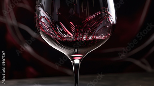 Beautiful texture of a glass of red wine with a black background.