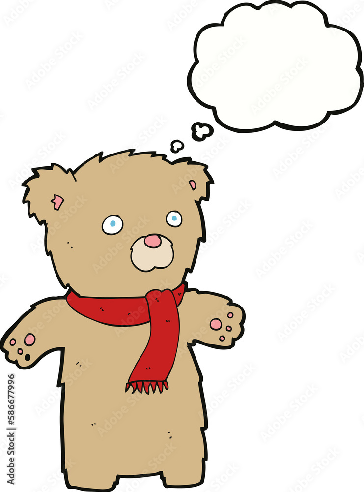 Obraz premium cartoon teddy bear with thought bubble