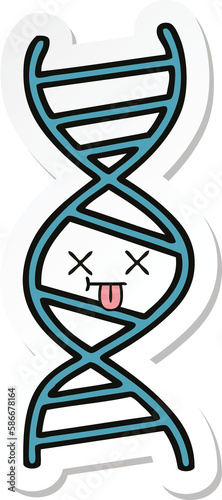 sticker of a cute cartoon DNA strand