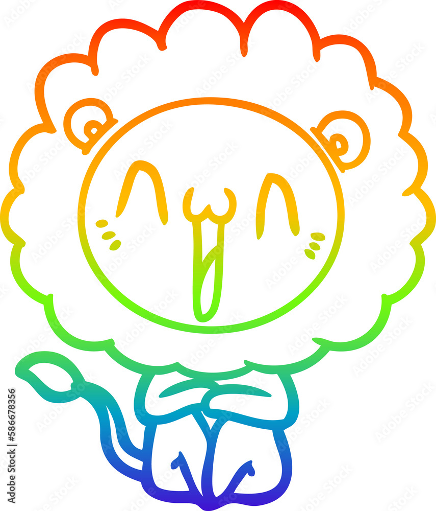 rainbow gradient line drawing happy cartoon lion rainbow gradient line drawing happy cartoon lion