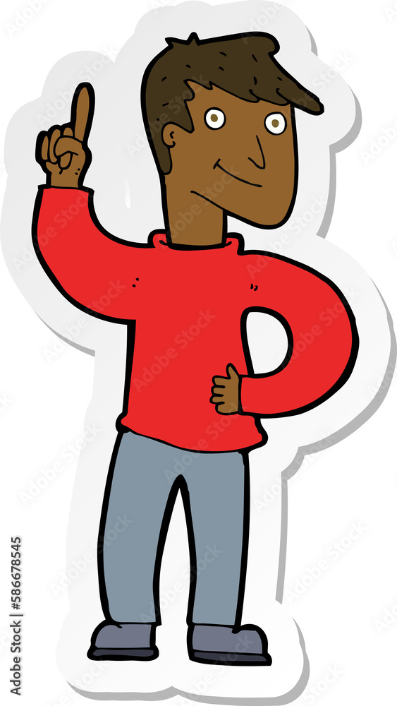 sticker of a cartoon man with great idea sticker of a cartoon man with great idea