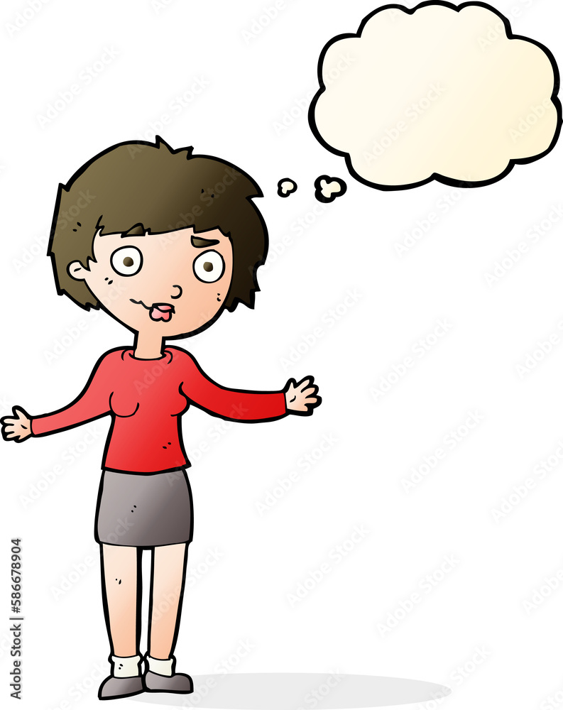 cartoon confused woman with thought bubble cartoon confused woman with thought bubble