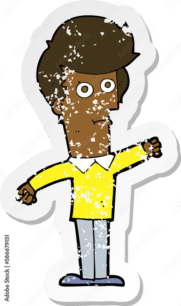 Fototapeta premium retro distressed sticker of a cartoon man punching