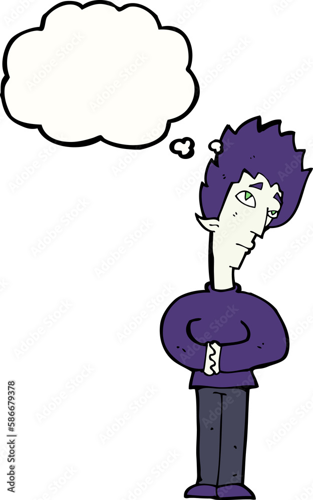 cartoon curious vampire with thought bubble cartoon curious vampire with thought bubble