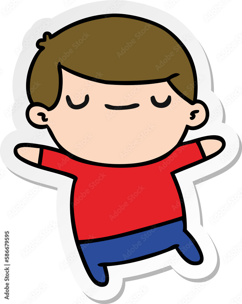 sticker cartoon of a kawaii cute boy