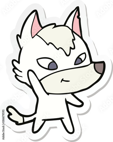 sticker of a friendly cartoon wolf © lineartestpilot
