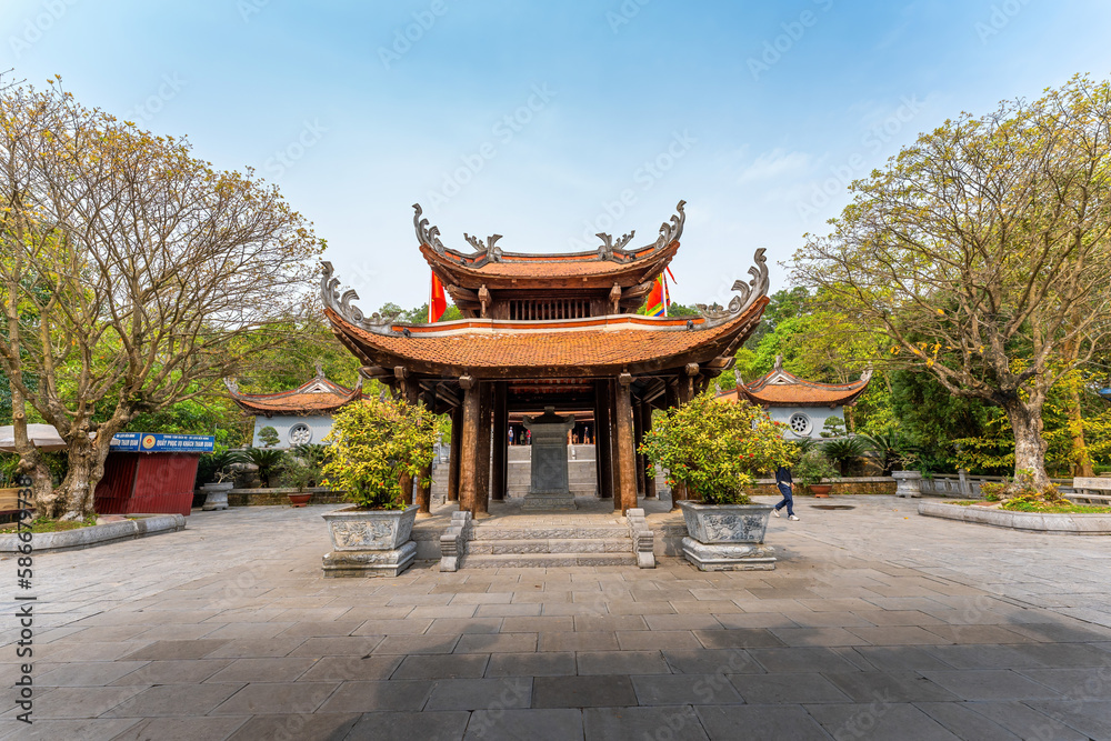 Aerial view of Hung King Temple, Phu Tho Province, Vietnam. On the traditional festival day.