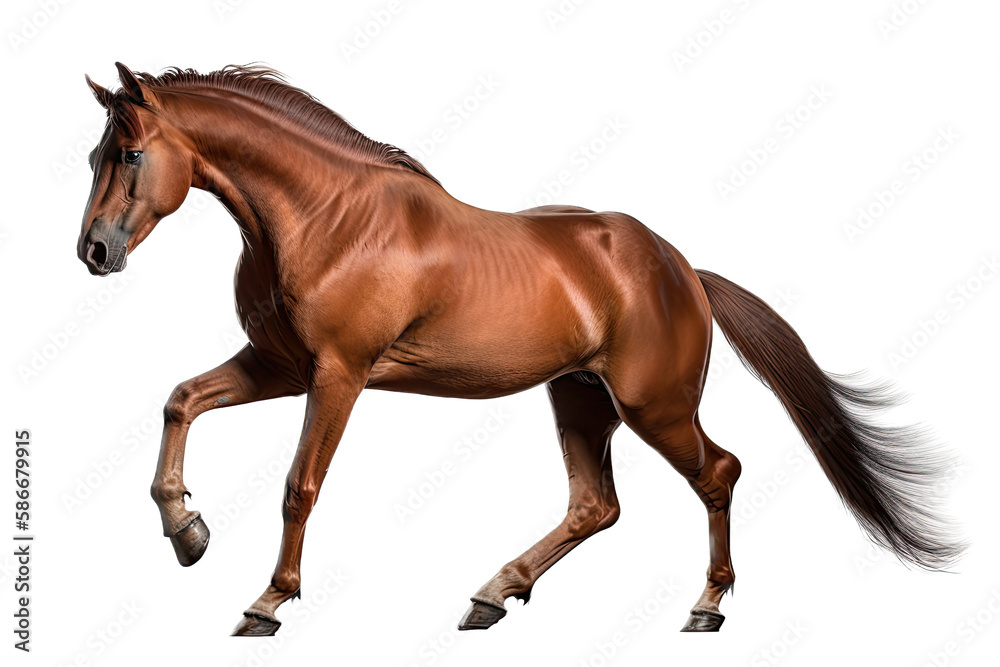 an isolated brown palomino horse running, jumping, side view portrait, equestrian-themed photorealistic illustration on a transparent background cutout in PNG, Generative AI an isolated brown palomino horse running, jumping, side view portrait, equestrian-themed photorealistic illustration on a transparent background cutout in PNG, Generative AI