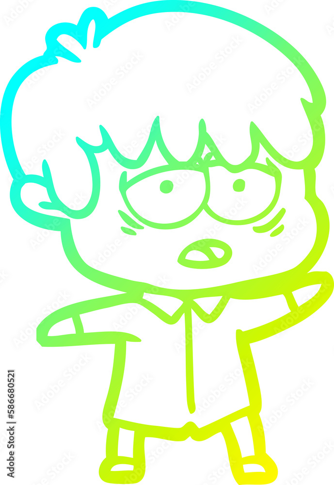 cold gradient line drawing cartoon exhausted boy cold gradient line drawing cartoon exhausted boy