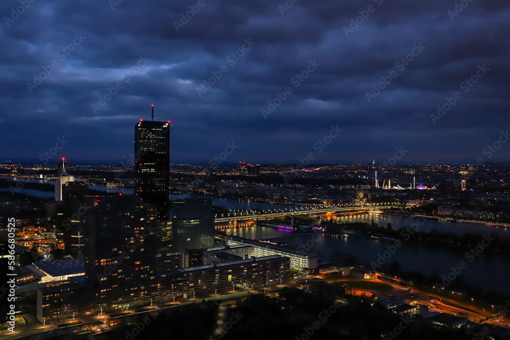 Illuminated night view of Vienna.