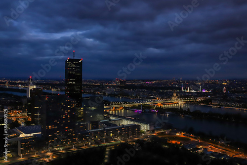 Photography Illuminated night view of Vienna.