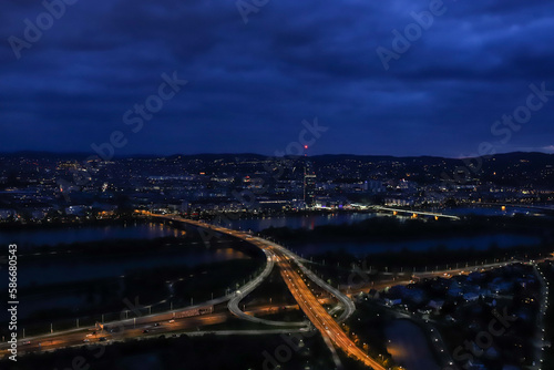Illuminated night view of Vienna.