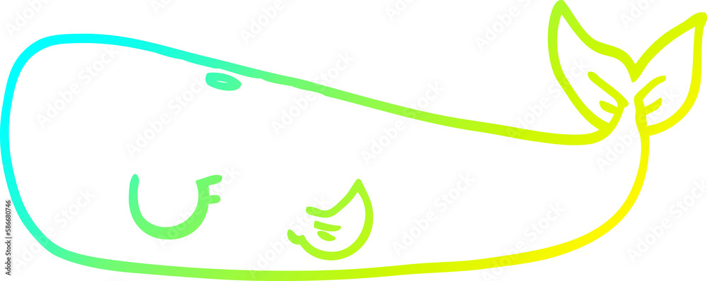 Fototapeta premium cold gradient line drawing cartoon whale