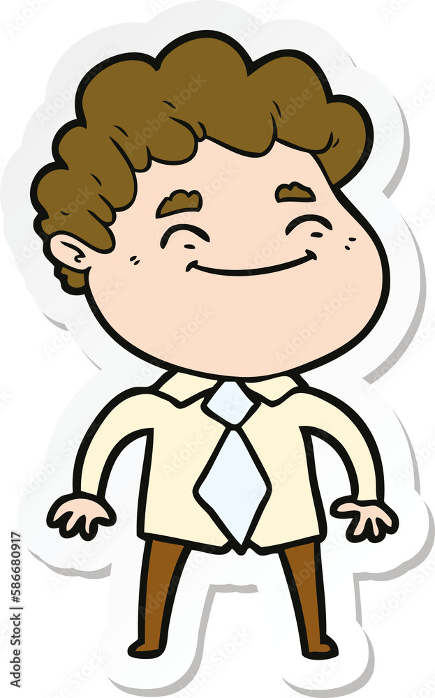 sticker of a cartoon friendly man sticker of a cartoon friendly man