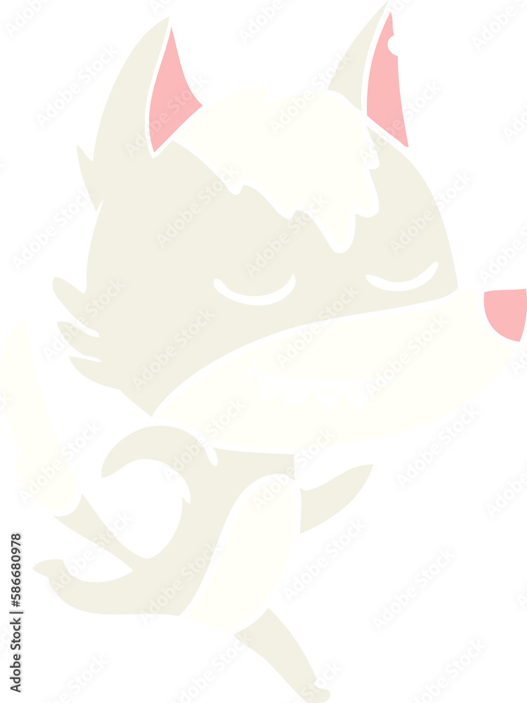 friendly flat color style cartoon wolf friendly flat color style cartoon wolf