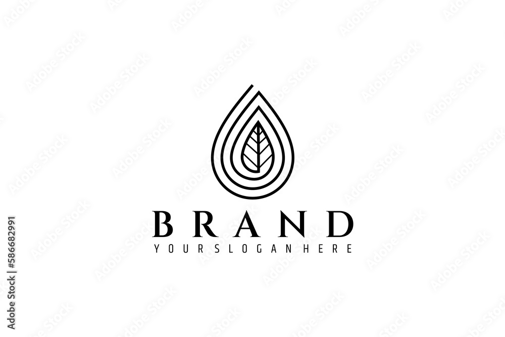 water drop logo with a touch of leaves in it adds a natural impression water drop logo with a touch of leaves in it adds a natural impression