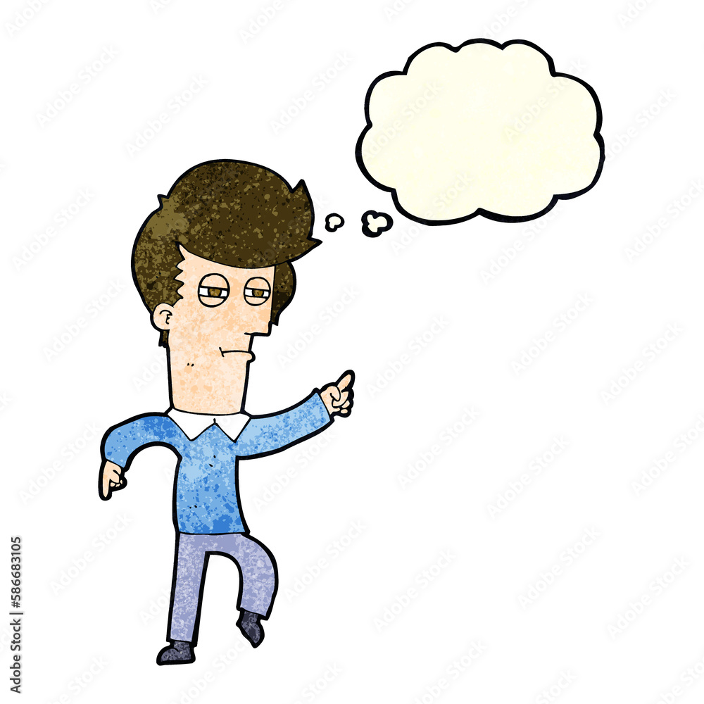 cartoon man accusing with thought bubble cartoon man accusing with thought bubble
