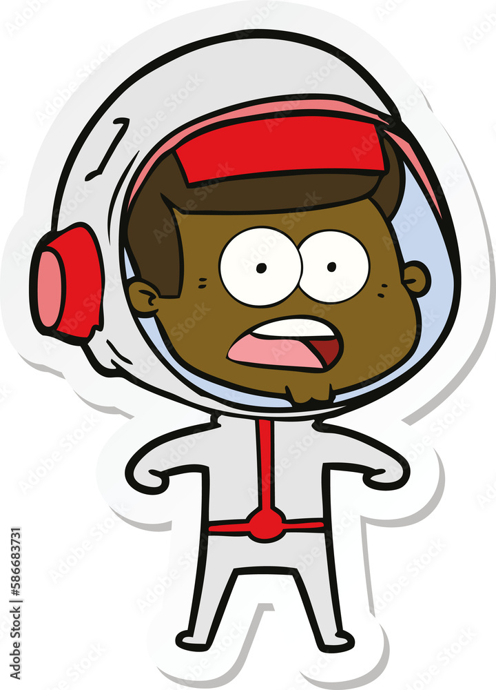sticker of a cartoon surprised astronaut sticker of a cartoon surprised astronaut