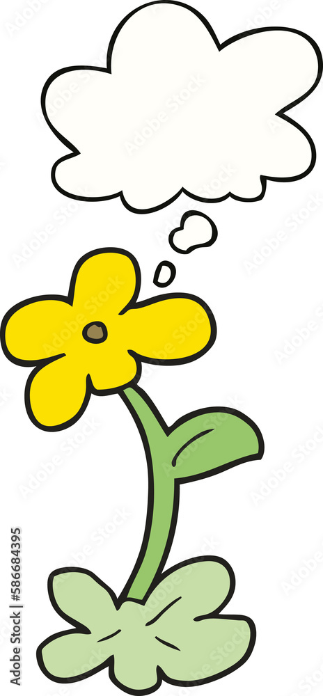 cartoon flower and thought bubble